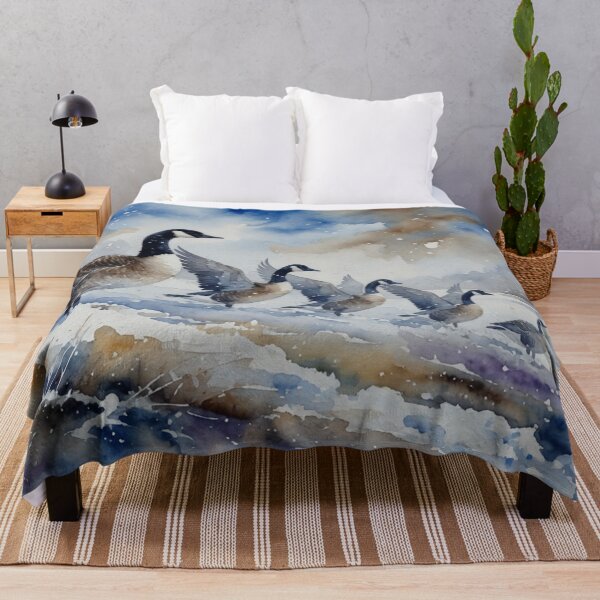 Item preview, Canada Geese in Winter Snow - Watercolor Wildlife Art designed and sold by Pioneer Spirit Market.