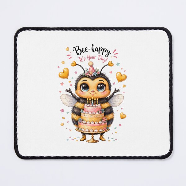 Item preview, Bee Happy Cute Birthday Bee with Pastel Cake designed and sold by Celebrate & Sparkle.