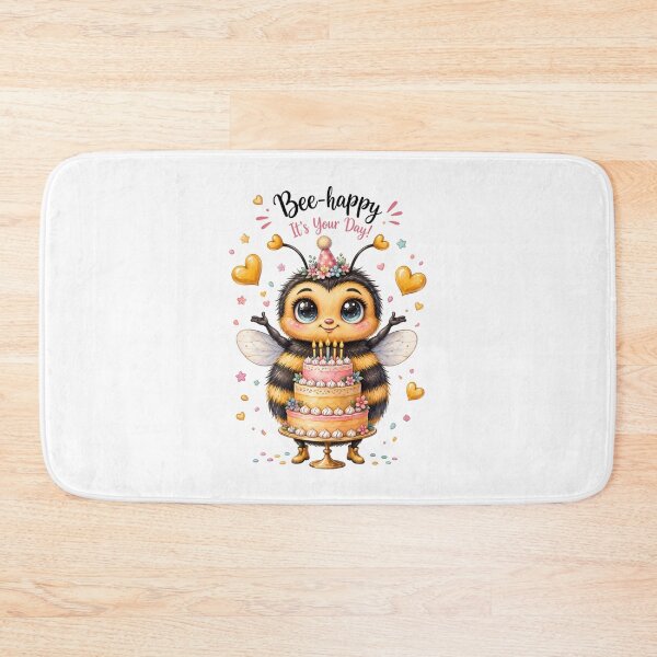 Item preview, Bee Happy Cute Birthday Bee with Pastel Cake designed and sold by Celebrate & Sparkle.