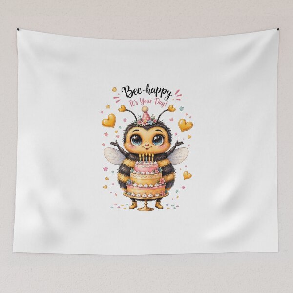 Item preview, Bee Happy Cute Birthday Bee with Pastel Cake designed and sold by Celebrate & Sparkle.