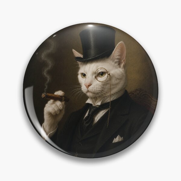 Item preview, White Cat with Top Hat and Suit, Smoking Cigar designed and sold by StickieBuddies.