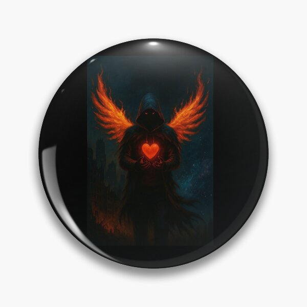 Item preview, Fire Winged Shadow – Flaming Heart Dark Fantasy Figure designed and sold by Timeless Junction.