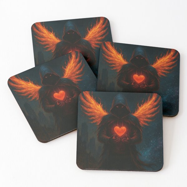 Item preview, Fire Winged Shadow – Flaming Heart Dark Fantasy Figure designed and sold by Timeless Junction.