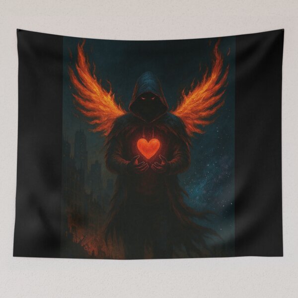 Item preview, Fire Winged Shadow – Flaming Heart Dark Fantasy Figure designed and sold by Timeless Junction.