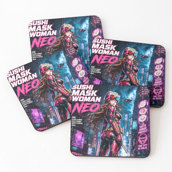 Item preview, SUSHI MASK WOMAN NEO: Cyberpunk Street Guardian designed and sold by Japan Cyberpunk Universe & Surreal Characters.