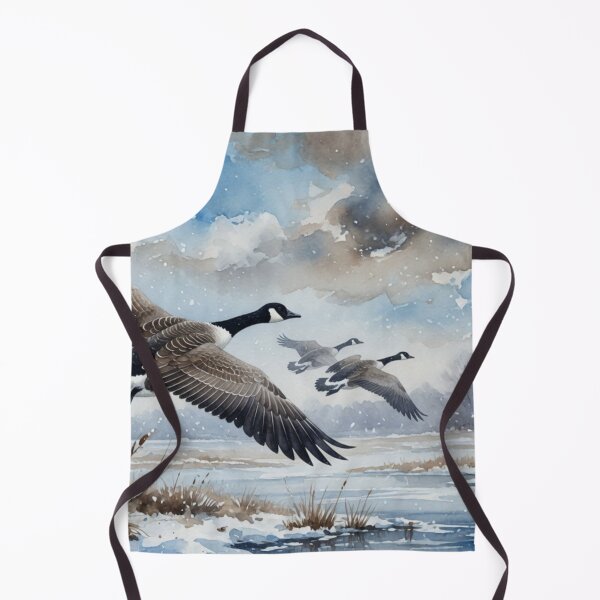 Item preview, Canada Geese Flying Through Snowy Winter Sky - Watercolor Wildlife Art designed and sold by Pioneer Spirit Market.