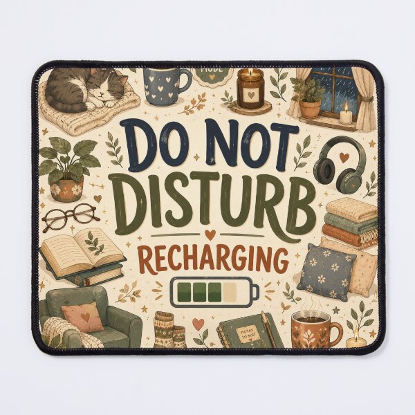Item preview, Do Not Disturb Recharging - Cute Hygge Homebody Self Care Art designed and sold by OpenDreamArts.