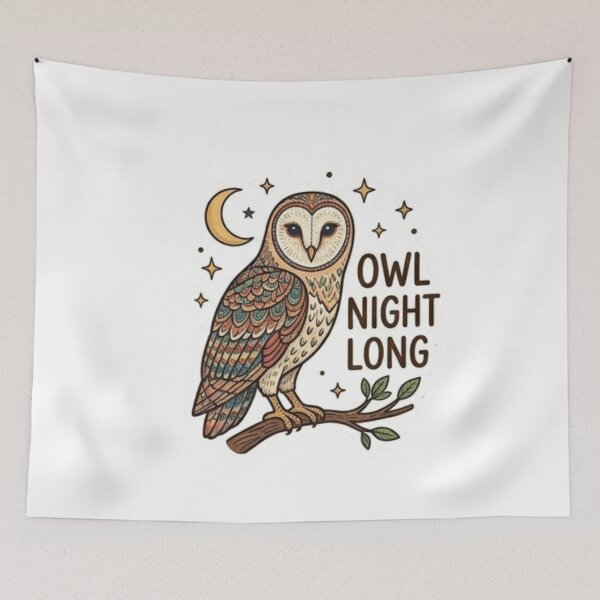 Item preview, Owl Night Long Funny Celestial Barn Owl designed and sold by Rehnair.