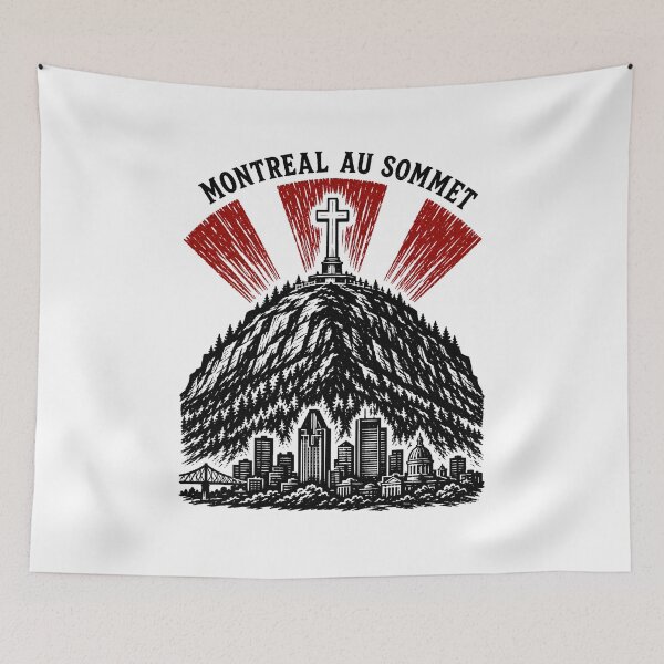 Item preview, Montreal Au Sommet Mount Royal Cross Mountain Sketch Art designed and sold by Fenay Designs.