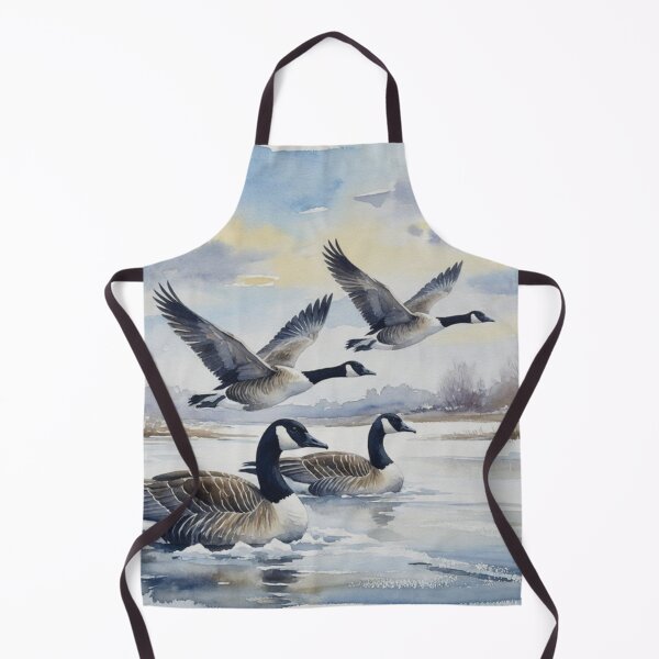 Item preview, Canada Geese on Icy Winter Waters - Watercolor Wildlife Art designed and sold by Pioneer Spirit Market.