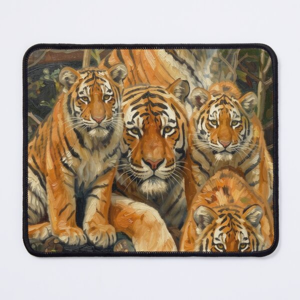 Item preview, Tiger Family Oil Painting designed and sold by Kirrindy Designs.