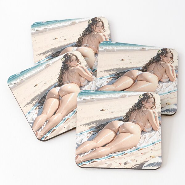 Item preview, Sunny Beach Anime Waifu Pinup Tropical Escape Art designed and sold by BorgSpareParts.