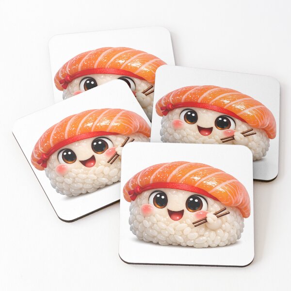 Item preview, Cute 3D Happy Nigiri Salmon Sushi Character Sticker⁠ designed and sold by MIROUZ2000.