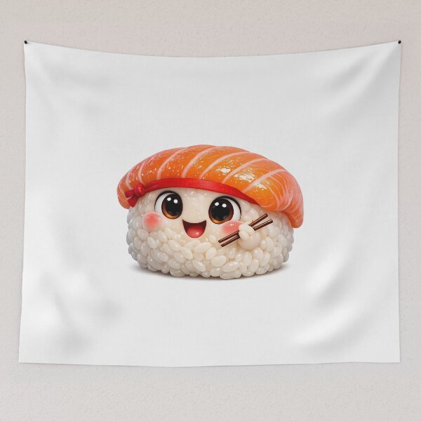 Item preview, Cute 3D Happy Nigiri Salmon Sushi Character Sticker⁠ designed and sold by MIROUZ2000.