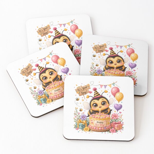 Item preview, Happy Bee-Day Cute Bumble Bee Birthday Cake Kawaii Party Gift Design designed and sold by Celebrate & Sparkle.