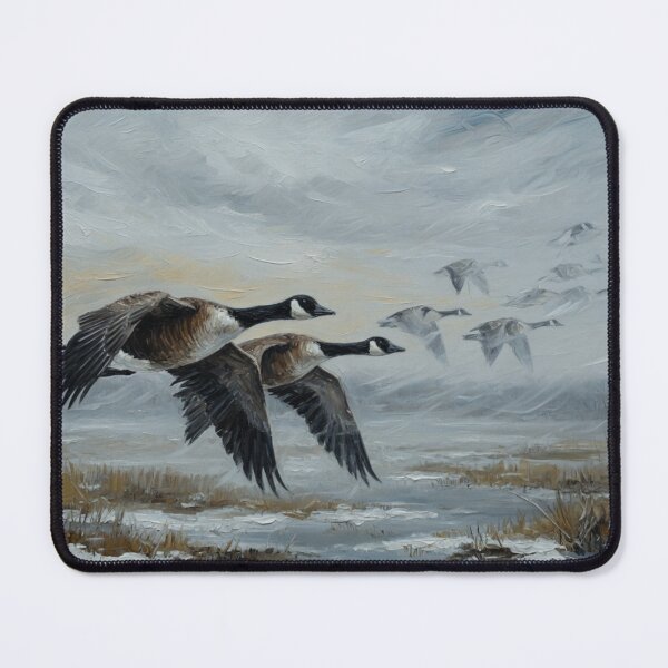 Item preview, Canada Geese in Flight - Dramatic Winter Oil Painting designed and sold by Pioneer Spirit Market.