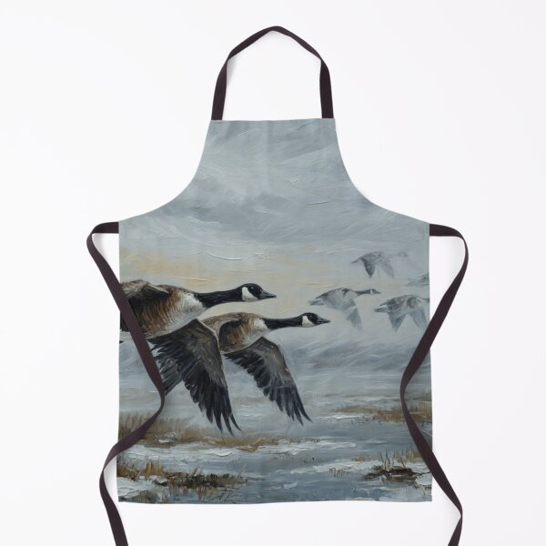 Item preview, Canada Geese in Flight - Dramatic Winter Oil Painting designed and sold by Pioneer Spirit Market.