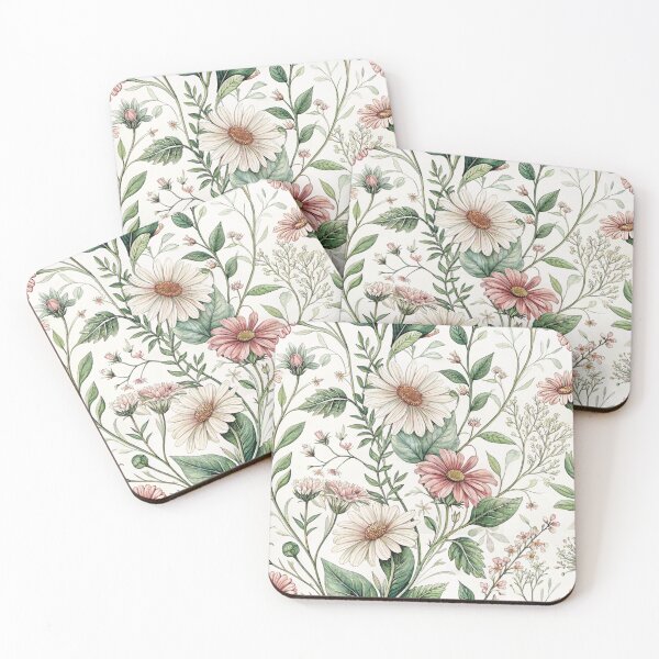 Item preview, Soft Pink Daisy Botanical Floral Wallpaper Design designed and sold by Marie and Grace Designs.