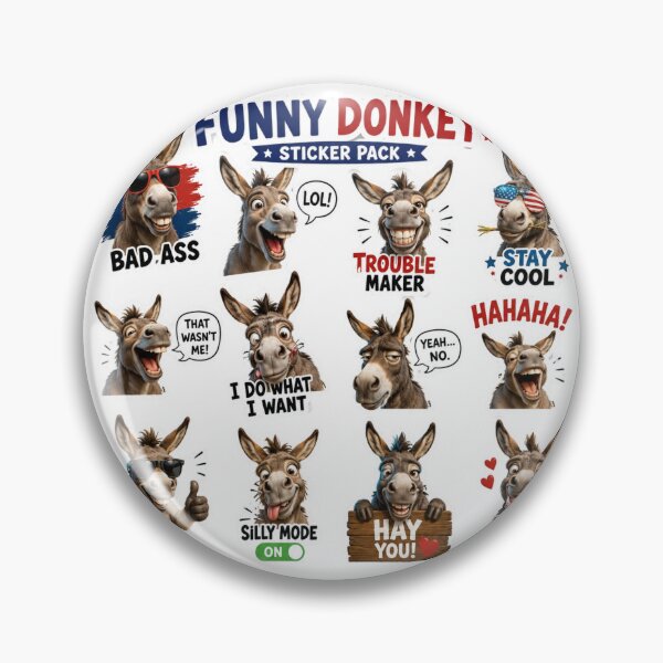 Item preview, Funny Donkey Sticker Pack | Cute & Silly Donkey Expressions Collection designed and sold by HaveAGoodDay365.