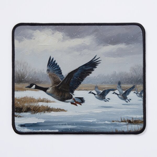 Item preview, Canada Geese in Flight - Dramatic Winter Oil Painting designed and sold by Pioneer Spirit Market.