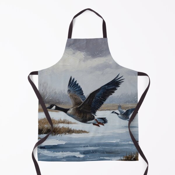 Item preview, Canada Geese in Flight - Dramatic Winter Oil Painting designed and sold by Pioneer Spirit Market.