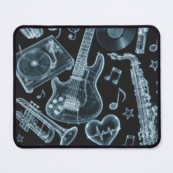 Item preview, X-ray musical instruments collage with heartbeat in retro style designed and sold by Mauswohn.
