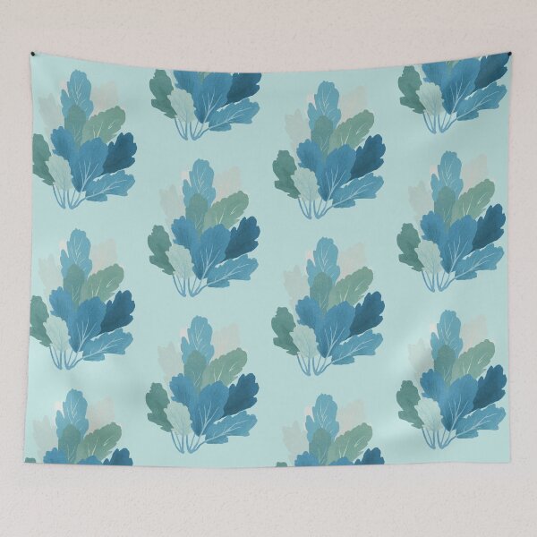 Item preview, Blue Leafy Greens – Botanical Art Rhubarb leaves designed and sold by EmeraldeaArt.