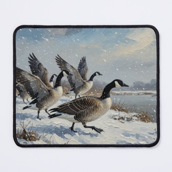 Item preview, Canada Geese in Snowy Winter Landscape - Oil Painting Wildlife Art designed and sold by Pioneer Spirit Market.