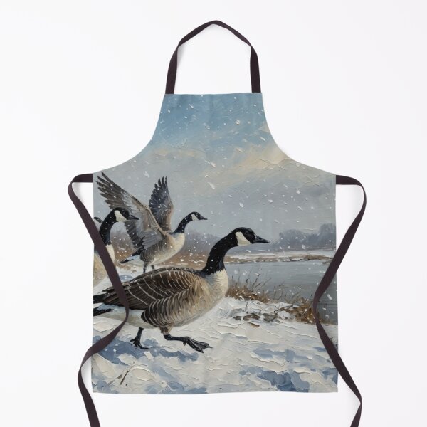 Item preview, Canada Geese in Snowy Winter Landscape - Oil Painting Wildlife Art designed and sold by Pioneer Spirit Market.