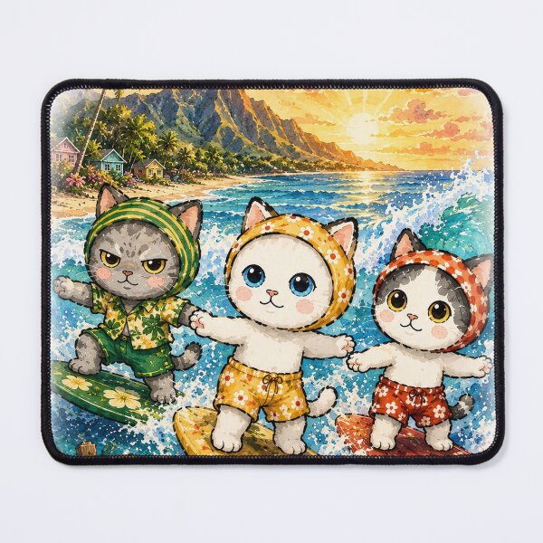 Item preview, Surf Day Cats in Kauai designed and sold by PickoBlueStudio.