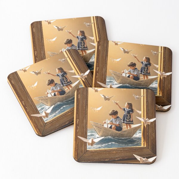 Item preview, Newspaper Yacht Adventure – Paper Birds Over the Sea designed and sold by MagicMood Creations.