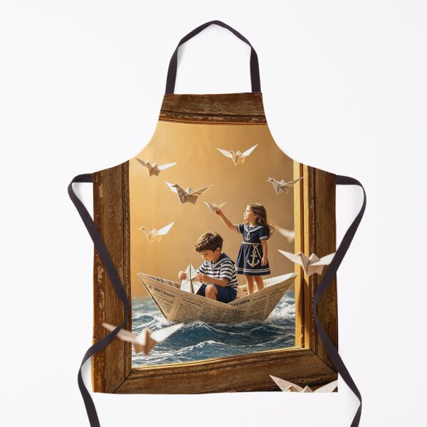 Item preview, Newspaper Yacht Adventure – Paper Birds Over the Sea designed and sold by MagicMood Creations.