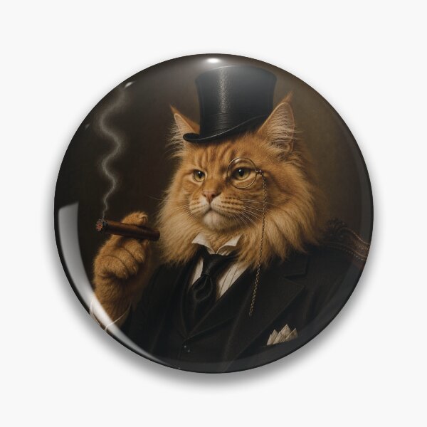 Item preview, Fluffy Orange Cat with Top Hat and Suit, Smoking Cigar designed and sold by StickieBuddies.