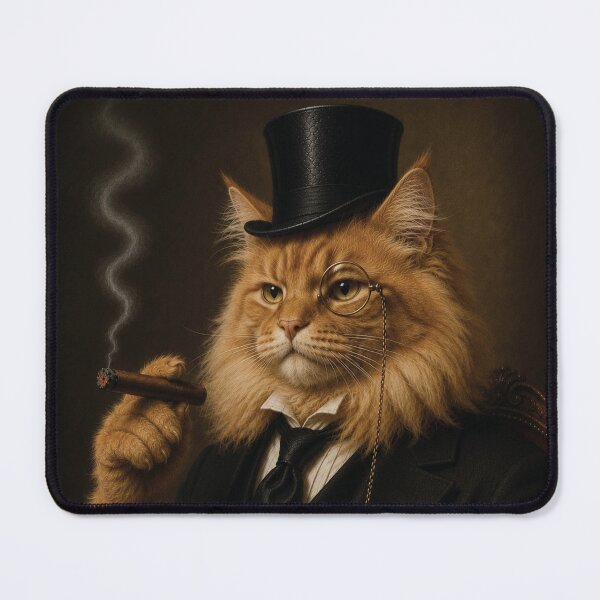 Item preview, Fluffy Orange Cat with Top Hat and Suit, Smoking Cigar designed and sold by StickieBuddies.