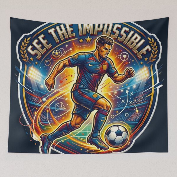 Item preview, See The Impossible World Cup Football Playmaker Soccer Motivation designed and sold by MT-Hub | Cute Aesthetic Art, Stickers & Phone Cases.