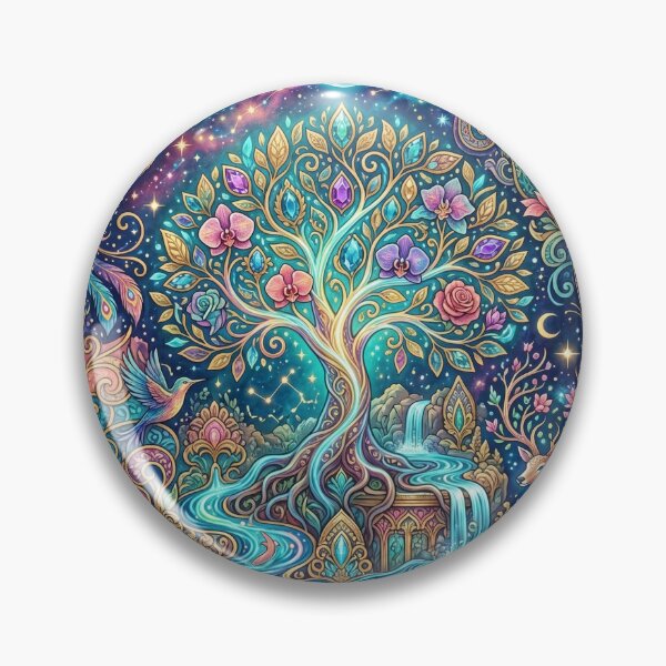 Item preview, Mystical Tree of Life Fantasy Art - Cosmic Phoenix, Stag & Enchanted Forest Painting designed and sold by ART BOND.