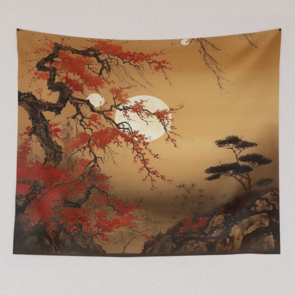 Item preview, Traditional Japanese Illustration - Sunset with Blossoming Trees designed and sold by DaisukiTokyo.