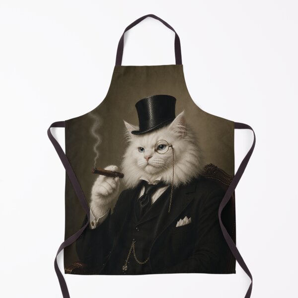 Item preview, Fluffy White Cat with Top Hat and Suit, Smoking Cigar designed and sold by StickieBuddies.
