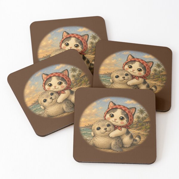 Item preview, Aloha Kitty and Baby Seal  designed and sold by PickoBlueStudio.