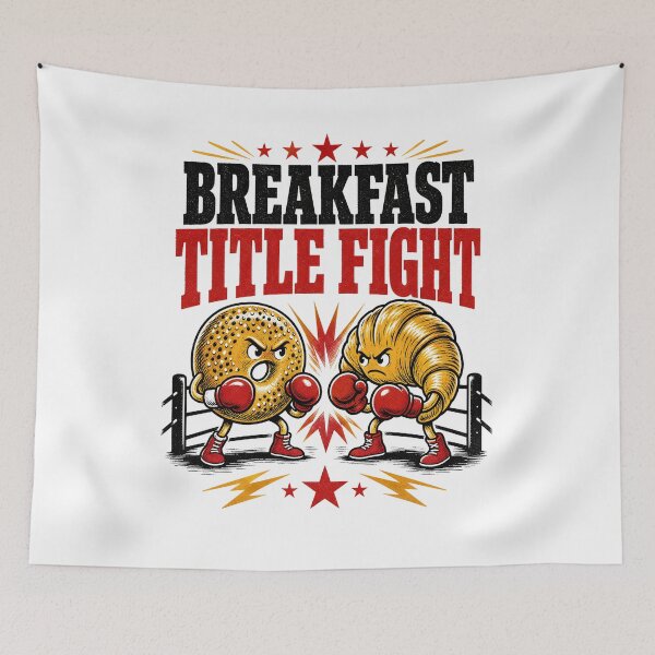 Item preview, Breakfast Title Fight Montreal Bagel Vs Croissant Boxing Art designed and sold by Fenay Designs.
