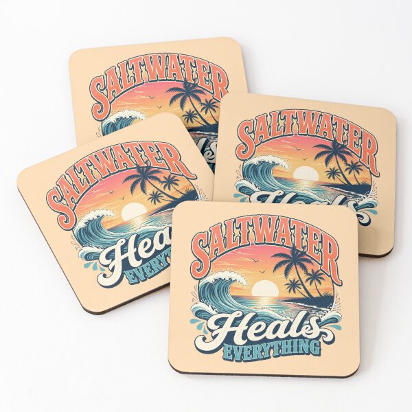 Item preview, Saltwater Heals Everything – Tropical Sunset Vibes designed and sold by ABLAT-CREATIONS.