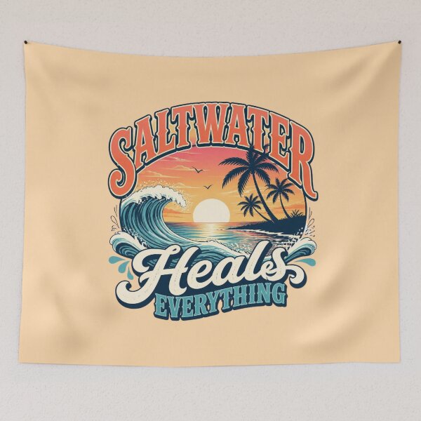 Item preview, Saltwater Heals Everything – Tropical Sunset Vibes designed and sold by ABLAT-CREATIONS.
