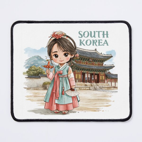 Item preview, Cute Korean Chibi Girl in Hanbok Dress designed and sold by KawaiiGeo.