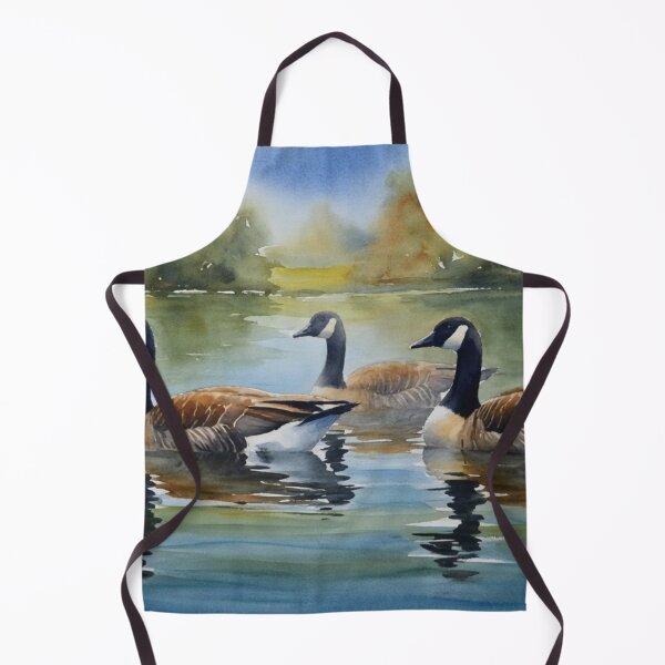 Item preview, Canada Geese Swimming on Calm Lake - Watercolor Wildlife Art designed and sold by Pioneer Spirit Market.