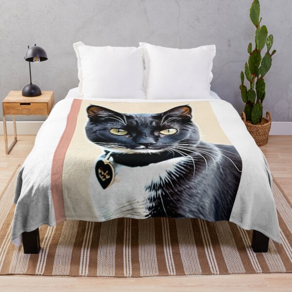 Item preview, Animals - Black and White Cat, Elegant Portrait with Heart Pendant designed and sold by DoodyPets.