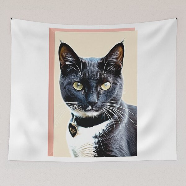 Item preview, Animals - Black and White Cat, Elegant Portrait with Heart Pendant designed and sold by DoodyPets.