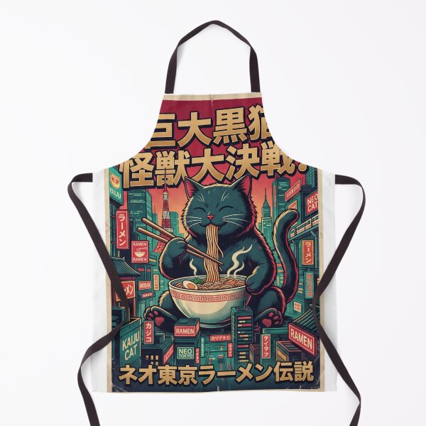 Item preview, Kaiju Cat Eating Ramen Retro Japanese Neo Tokyo designed and sold by KJ Frost.