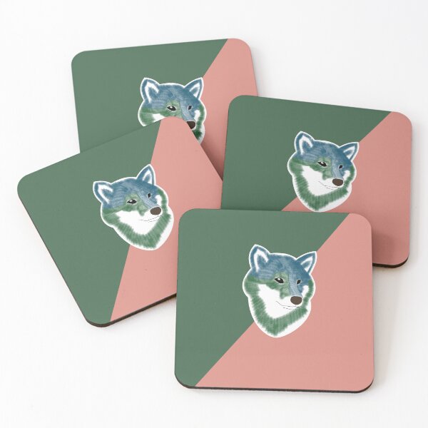 Item preview, Two toned colors (green, salmon pink) with blue Shiba Inu designed and sold by ShibaCruise-On.