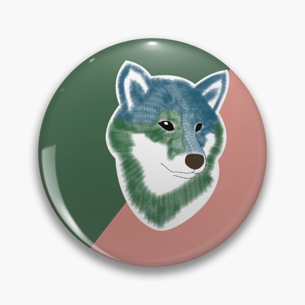 Item preview, Two toned colors (green, salmon pink) with blue Shiba Inu designed and sold by ShibaCruise-On.