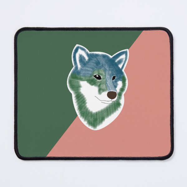 Item preview, Two toned colors (green, salmon pink) with blue Shiba Inu designed and sold by ShibaCruise-On.